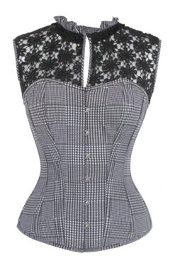 Houndstooth And Crochet Corset Top -Corset Story FTS028 Front