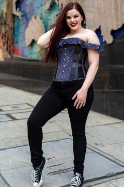 Astronomy Cotton Print Overbust With Mesh Panels And Sleeves 13 Astronomy Cotton Print Overbust With Mesh Panels And Sleeves -Corset Story FTS031 Customerpic June2021 1