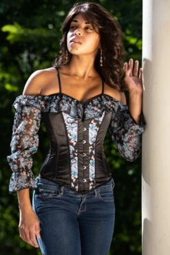 Long Sleeve Floral Summer Corset Top -Corset Story FTS085 September2020 website 1