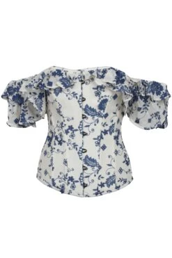 White And Blue Broderie Anglaise Corset Top