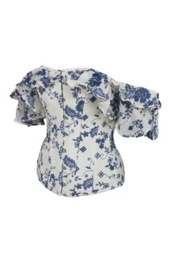 White And Blue Broderie Anglaise Corset Top 5 White And Blue Broderie Anglaise Corset Top -Corset Story FTS2313