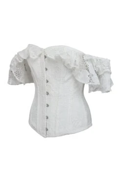 White Lace Overlay Overbust Corset Top -Corset Story FTS2323