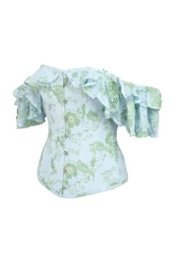 Sky Blue Broderie Anglaise Sleeved Corset Top 5 Sky Blue Broderie Anglaise Sleeved Corset Top -Corset Story FTS2333