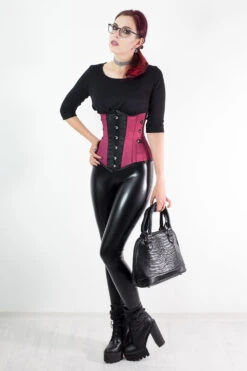 Steampunk Black And Pink Longline Underbust With Side Tabs -Corset Story IMG 3276 celenenox