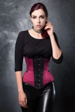 Steampunk Black And Pink Longline Underbust With Side Tabs -Corset Story IMG 3300 celenenox