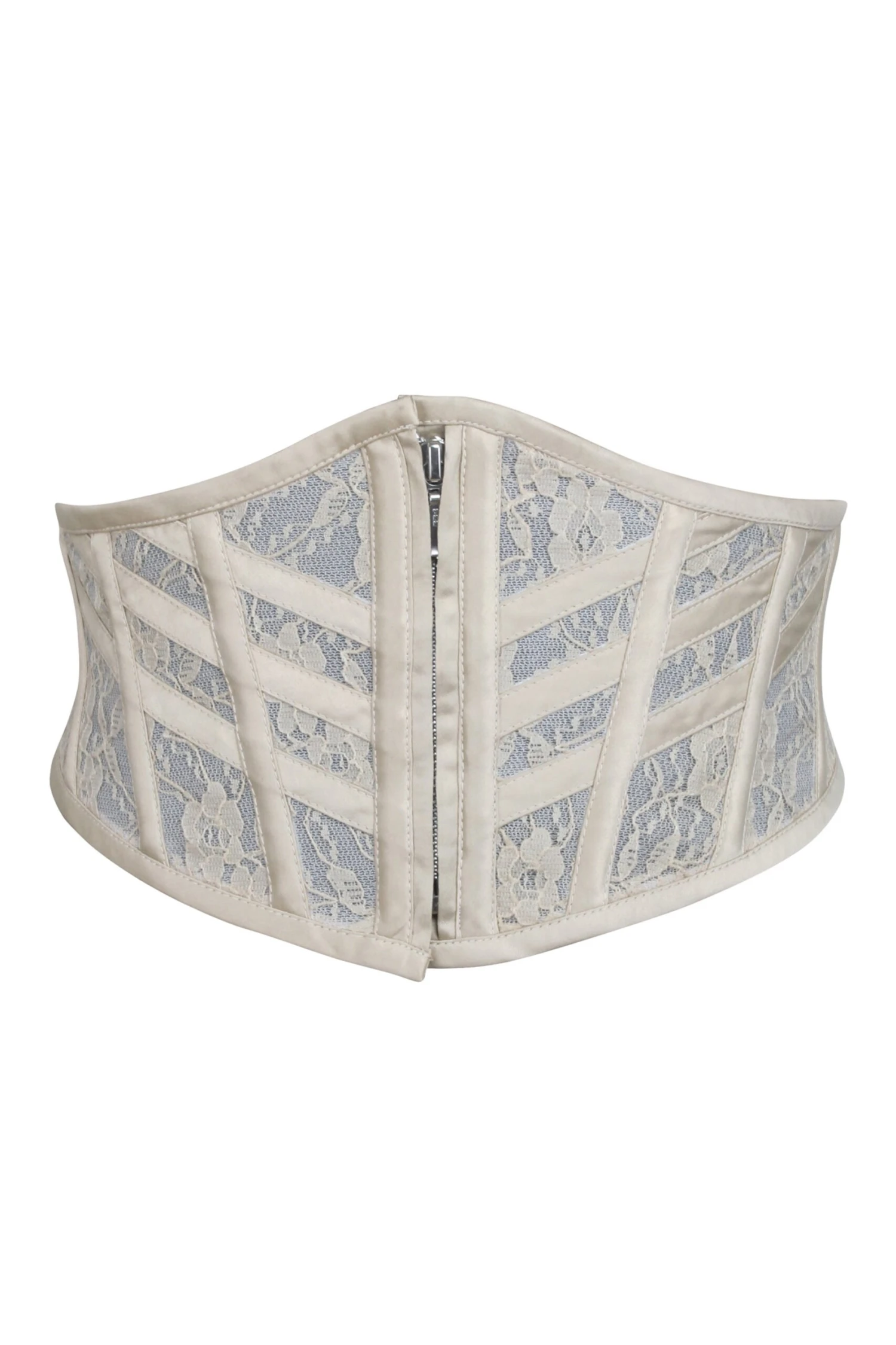 Josie Champage Satin And Lace Waspie Belt With Fan Lacing 1 Josie Champage Satin And Lace Waspie Belt With Fan Lacing