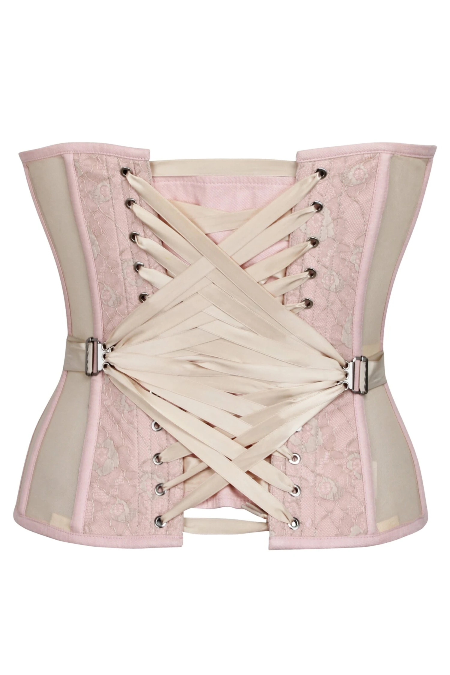 Sadie Prairie Pink Viscose And Lace Overbust Corset 2 Sadie Prairie Pink Viscose And Lace Overbust Corset - Image 2