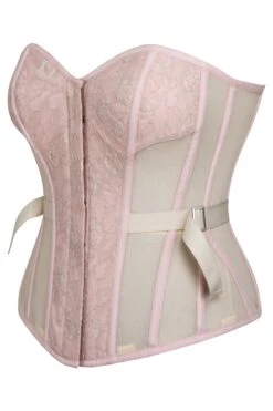 Sadie Prairie Pink Viscose And Lace Overbust Corset 5 Sadie Prairie Pink Viscose And Lace Overbust Corset -Corset Story LO 0033