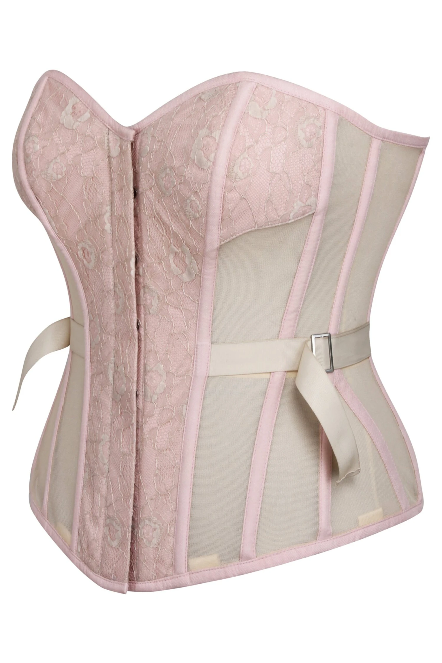 Sadie Prairie Pink Viscose And Lace Overbust Corset 3 Sadie Prairie Pink Viscose And Lace Overbust Corset - Image 3