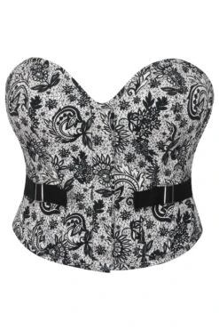 Luella Whisper White Alençon Printed Cotton Cropped Overbust Corset With Fan Lacing