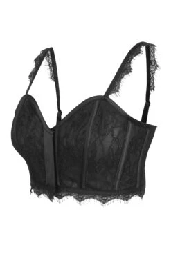 Marjorie Black Satin And Lace Corseted Bralette 5 Marjorie Black Satin And Lace Corseted Bralette -Corset Story LO 0233