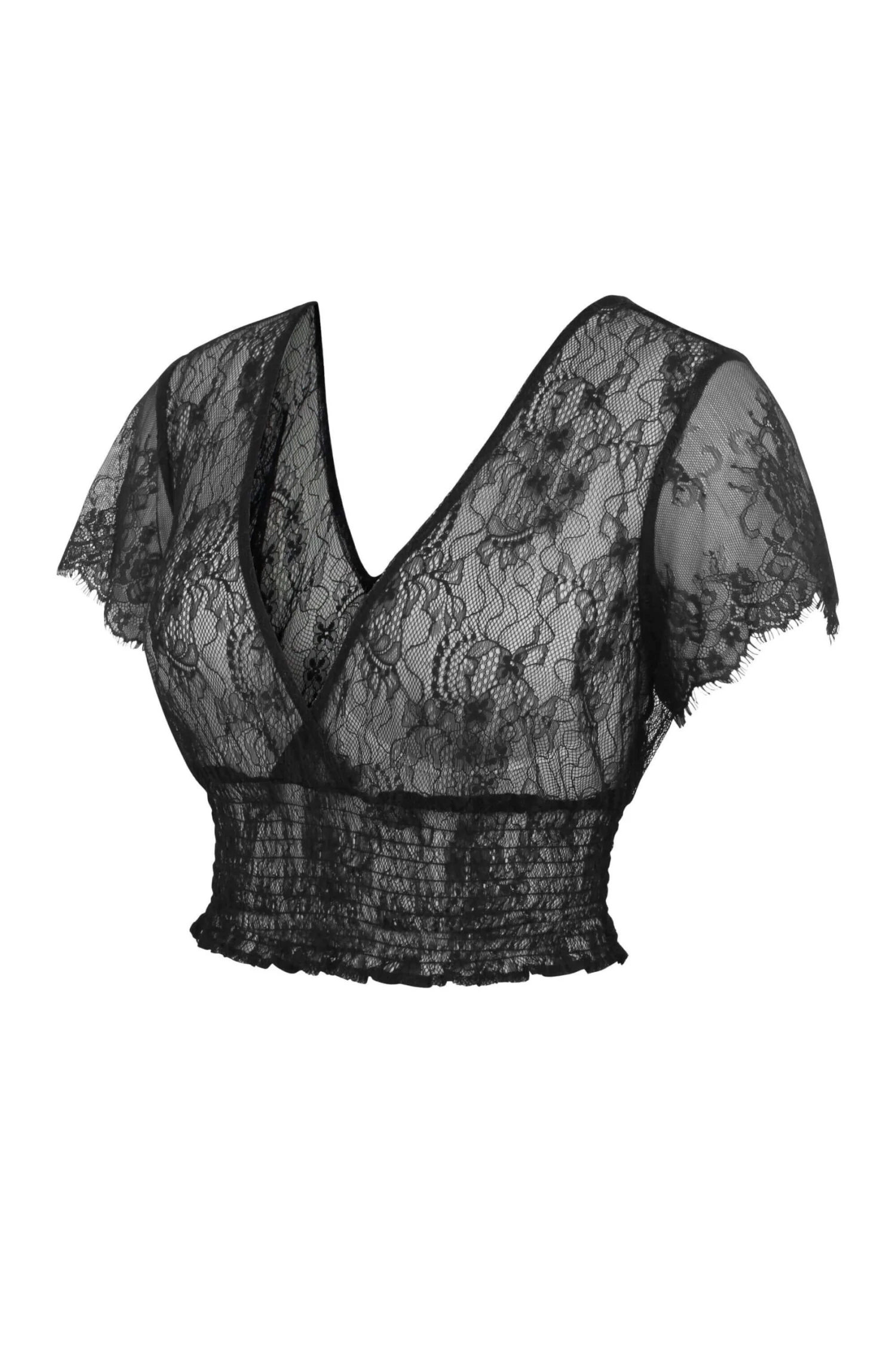 Ada Black Lace Cropped Top With Deep V Neckline 3 Ada Black Lace Cropped Top With Deep V Neckline - Image 3