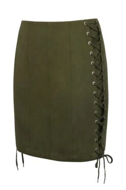 Edith Capulate Olive Cotton Twill Corset Inspired Skirt -Corset Story LO 0443