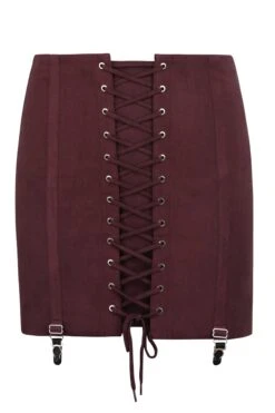 Winnie Huckleberry Cotton Twill Corset Inspired Mini Skirt With Suspender Clips