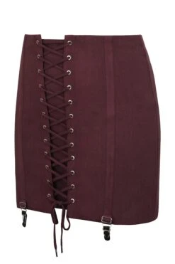 Winnie Huckleberry Cotton Twill Corset Inspired Mini Skirt With Suspender Clips -Corset Story LO 0463