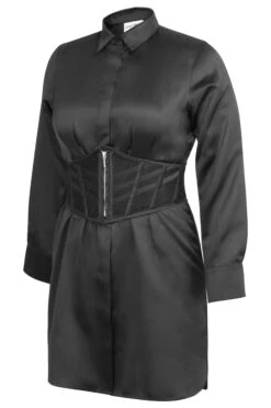 JOSIE BLACK SATIN AND LACE WASPIE BELT WITH FAN LACING -Corset Story LO 062 633 7f12fc66 b2b3 444d a954 10a3d35cfe0c