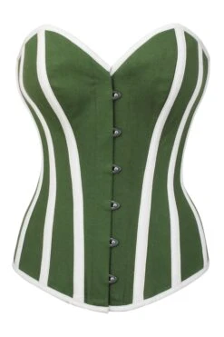 Green And White Single Layer Overbust Corset