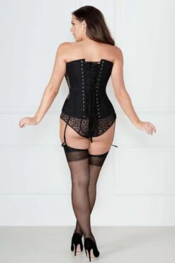 Black Mesh Waist Taming Overbust Corset -Corset Story MY 402 4
