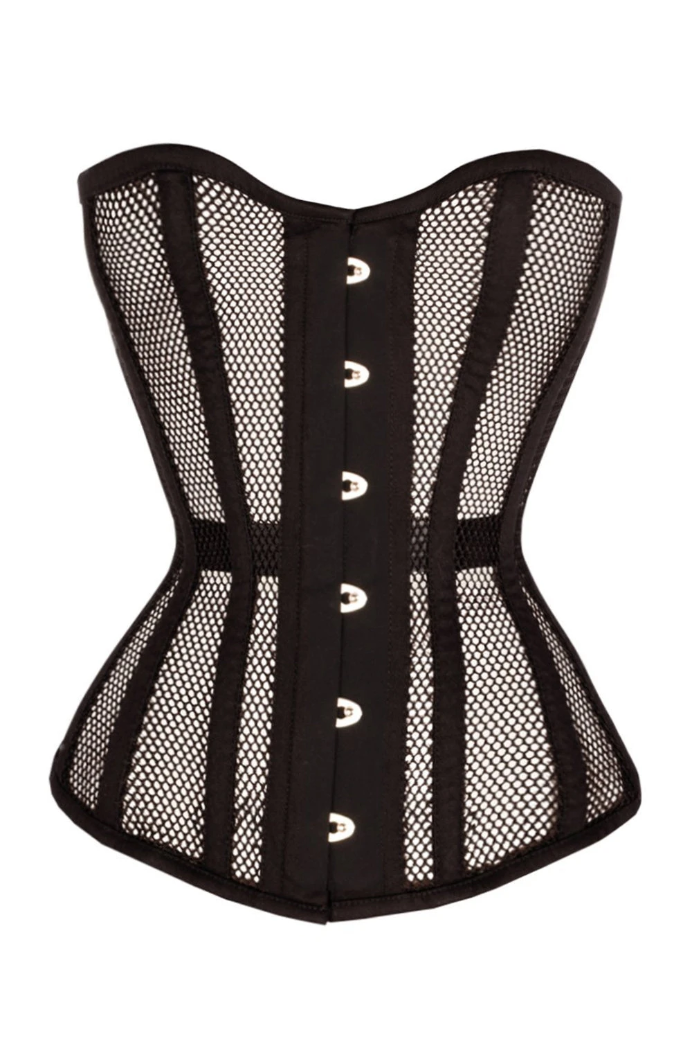 Longline Black Mesh Waist Taming Overbust Corset 2 Longline Black Mesh Waist Taming Overbust Corset - Image 2