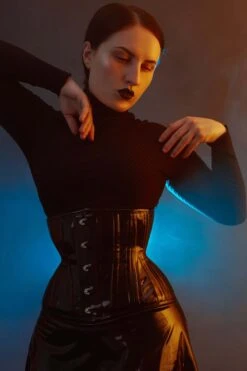 Black PVC Classic Underbust Waist Trainer With Hip Gores -Corset Story MY 502 website 4