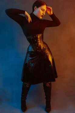 Black PVC Classic Underbust Waist Trainer With Hip Gores -Corset Story MY 502 website 6