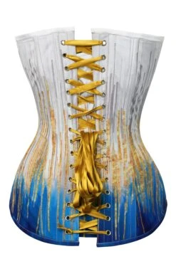 Blue And Gold Longline Overbust Corset 5 Blue And Gold Longline Overbust Corset -Corset Story MY 6192