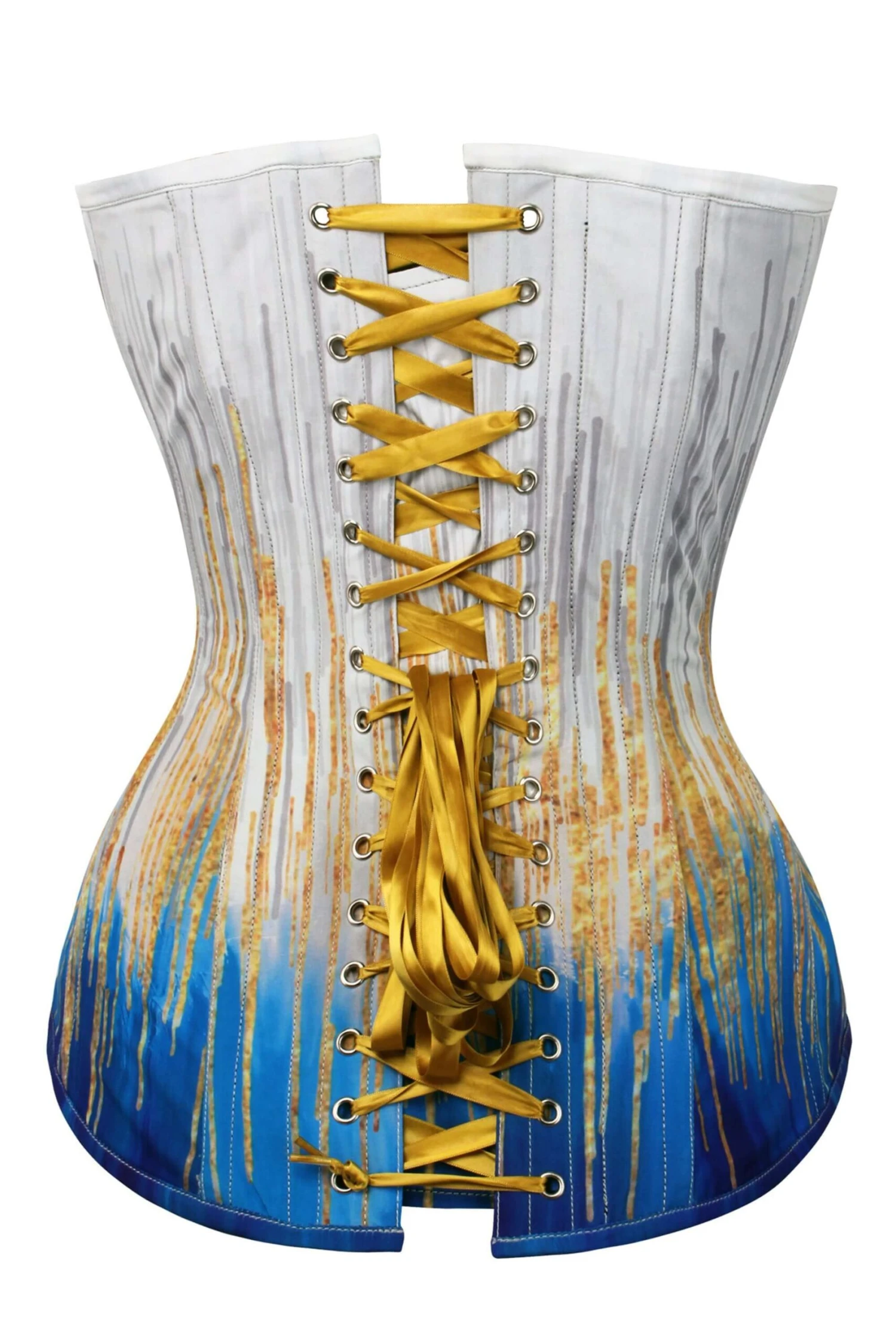 Blue And Gold Longline Overbust Corset 3 Blue And Gold Longline Overbust Corset - Image 3