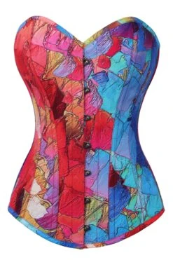 Kaleidoscopic Exposed Petal Longline Overbust Corset