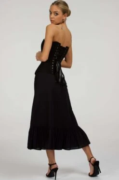 Dahlia Black Broderie Anglaise Cotton Overbust Corset With Zip Front -Corset Story SC 004 website 4