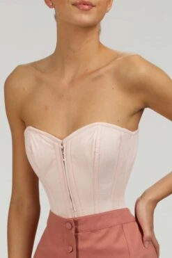 Dahlia Prairie Pink Cotton Overbust Corset With Zip Front -Corset Story SC 007 website 14