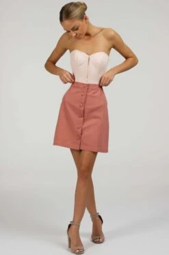 Dahlia Prairie Pink Cotton Overbust Corset With Zip Front -Corset Story SC 007 website 9