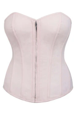 Dahlia Prairie Pink Cotton Overbust Corset With Zip Front -Corset Story SC 0071