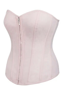 Dahlia Prairie Pink Cotton Overbust Corset With Zip Front -Corset Story SC 0073