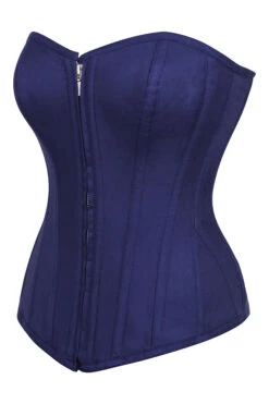 Dahlia Summer Navy Viscose Overbust Corset With Zip Front -Corset Story SC 0103