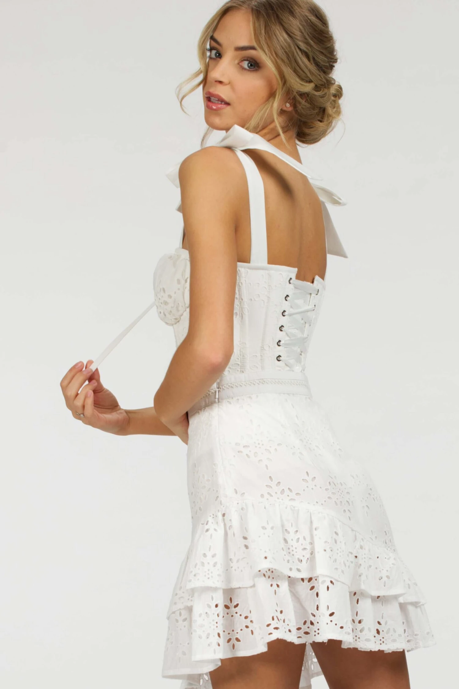 Daphne White Broderie Anglaise Cotton Corset Top 6 Daphne White Broderie Anglaise Cotton Corset Top - Image 6