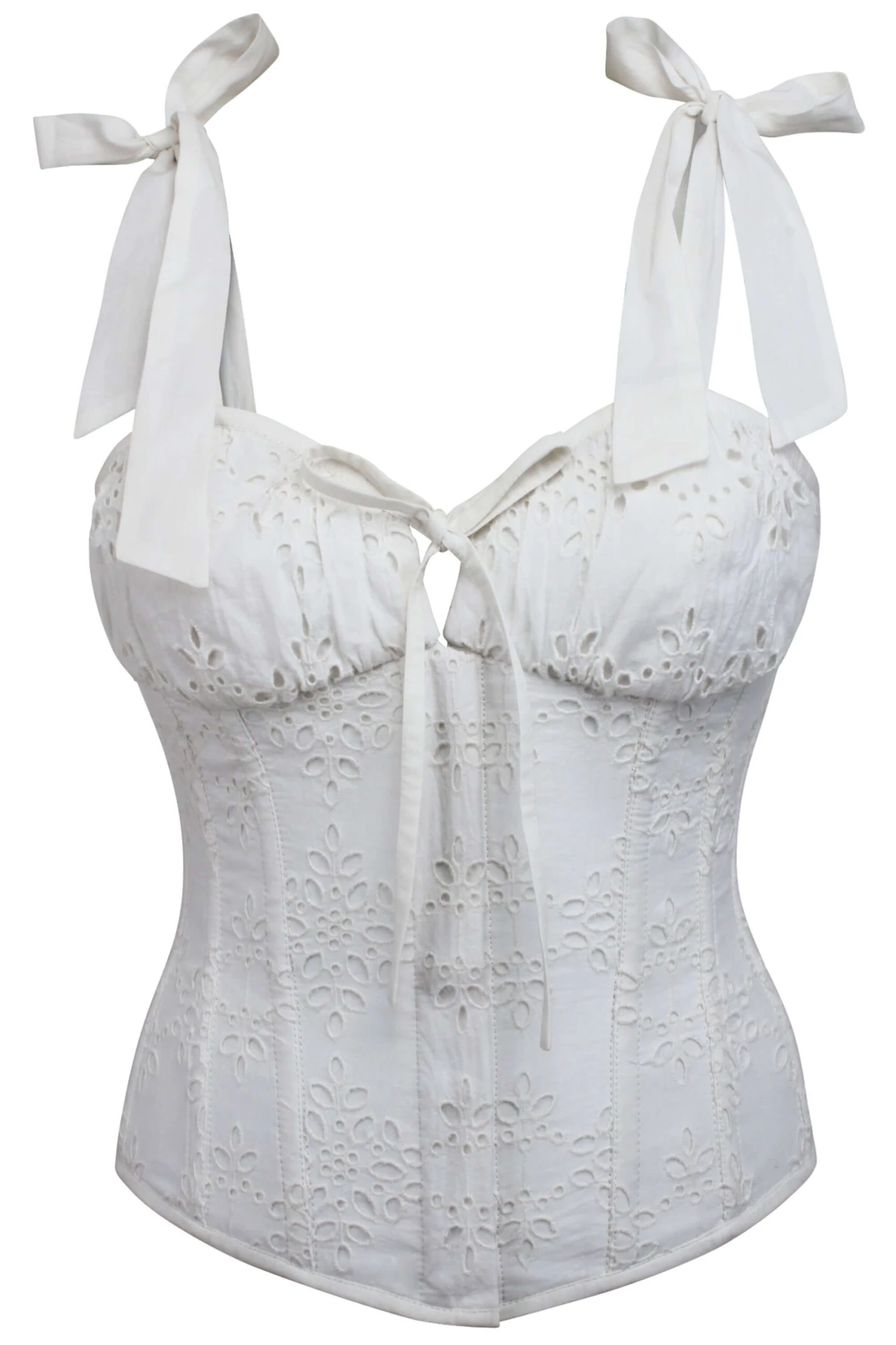 Daphne White Broderie Anglaise Cotton Corset Top 9 Daphne White Broderie Anglaise Cotton Corset Top - Image 9