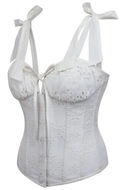 Daphne White Broderie Anglaise Cotton Corset Top 22 Daphne White Broderie Anglaise Cotton Corset Top -Corset Story SC 0283