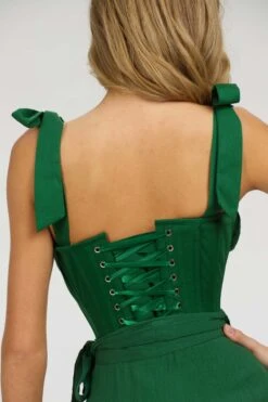 Daphne Heritage Green Cotton Corset Top With Straps -Corset Story SC 029 website 14