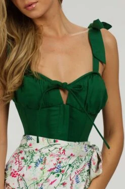 Daphne Heritage Green Cotton Corset Top With Straps -Corset Story SC 029 website 6