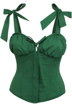 Daphne Heritage Green Cotton Corset Top With Straps -Corset Story SC 0291