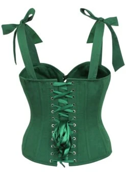 Daphne Heritage Green Cotton Corset Top With Straps -Corset Story SC 0292
