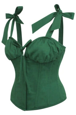 Daphne Heritage Green Cotton Corset Top With Straps -Corset Story SC 0293