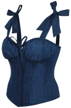 Daphne Blue Chambray Corset Top With Straps -Corset Story SC 030 side