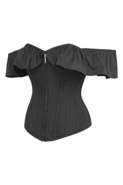 Marigold Black Cotton Corset Top With Frill Sleeves -Corset Story SC 0333