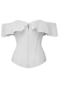 Marigold White Cotton Corset Top With Frill Sleeves