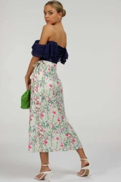 Alyssum Summer Navy Broderie Anglaise Cotton Corset Top With Double Frill Sleeves -Corset Story SC 037 website 2