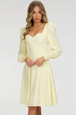 Sunflower Lemon Sorbet Corset Dress With Long Sleeves