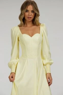 Sunflower Lemon Sorbet Corset Dress With Long Sleeves -Corset Story SC 057 website 6