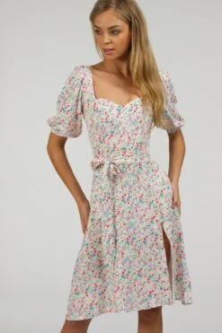 Gladiolus Ditsy Viscose Corset Dress With Puff Sleeves -Corset Story SC 059 website 5