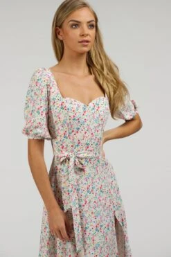 Gladiolus Ditsy Viscose Corset Dress With Puff Sleeves -Corset Story SC 059 website 6